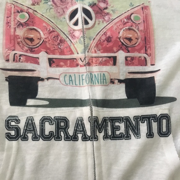 White Sheer Sacramento California Peace Bus Hoodie - Picture 4 of 8